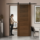 Premium Walnut Internal Fully Finished Sliding Door with Black Steel Track - Victorian Design for Modern Spaces