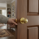 Premium Round Reeded Mortice Door Knob with Solid Brass Construction and Polished Brass Finish for Elegant Interior Design