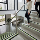 Silver aluminium stair nosing profile 56x32mm with textured non-slip surface for indoor and outdoor use