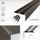 Slim aluminium stair nosing in Champagne With Black Rubber — 36mm x 20mm discreet profile