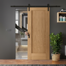 Premium Unfinished Oak Sliding Door Set with Modern Steel Track - Customizable Design for Interior Elegance