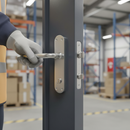 Premium Satin Chrome Fire Door Handle Set with Lever on Backplate, Fire-Rated Hinges, and Stainless Steel Latch for Enhanced Safety