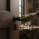 Premium Round Reeded Mortice Door Knob Set with Matt Black Finish - Complete Kit with Hinges and Latch for Modern Home Decor