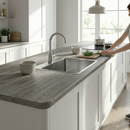 Premium Rounded Edge Laminate Worktop 3000mm x 600mm x 38mm - Stylish Silver Oak Finish for Kitchen Spaces
