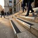 Slimline aluminium stair nosing profile 57x32mm showing sleek metal edge protection for indoor outdoor steps