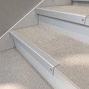Aluminium Stair Nosing 62x32mm Square Edge, 5mm Gauge, Cut to Size 700-3200mm — Insert Colour: Light Grey Smooth Textured