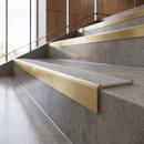Solid Brass Stair Nosing with Carborundum Inserts, Custom Lengths — Anti-Slip Infill Colour: Italian Marble