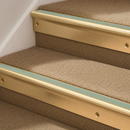 Solid Brass Stair Nosing 63.5mm Bullnose Single Channel, Anti-Slip Insert, Cut to Size 700-2700mm — Colour: Jade Castellated