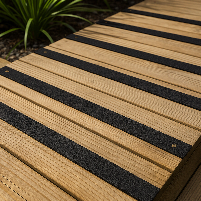 90mm Medium Grit Non-Slip Decking Strips for Wet & Frosty Conditions - Durable GRP, Easy Installation, Anti-Slip Safety for Indoor & Outdoor Use