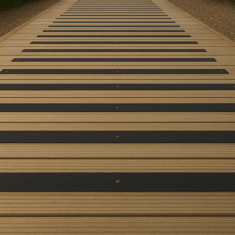 90mm Medium Grit Non-Slip Decking Strips for Wet & Frosty Conditions - Durable GRP, Easy Installation, Anti-Slip Safety for Indoor & Outdoor Use
