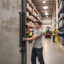 Premium Studio Round Pull Handle Set in Matt Black with Magnetic Device for Industrial Doors