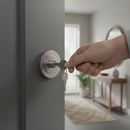 Premium Round Key Escutcheon Pair in Satin Chrome Finish for Modern Interiors - High-Quality Professional Grade for Industrial and Commercial Appli...