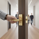 Premium Satin Brass Linear Lever on Backplate Handle Set for Interior Doors with Contemporary Design and Smooth Operation