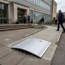 Heavy duty anodised aluminium reducer ramp, 76mm x 8.5mm dimensions, metallic finish for transition surfaces