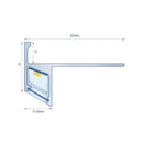 Technical drawing of LED stair nosing profile with 42mm width and 11.5mm base dimensions