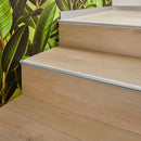Laminate stair nosing installed on premium oak laminate staircase in modern European home
