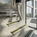 Aluminium anti-slip stair nosing 91x32mm with textured grip surface for indoor and outdoor use