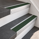 Aluminium Stair Nosing 66x55mm Raked Single Channel, Cut to Size up to 2.5m — PVC Insert Colour: Spruce Castellated