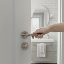 Premium Two-Tone Nickel Lever on Round Rose Bathroom Handle Set with Turn & Release Lock and Ball Bearing Hinges