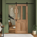 Premium Rustic Oak Internal Fully Finished Clear Glazed Sliding Door Set with Smooth Functionality and Easy Installation