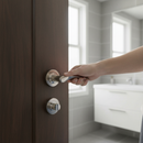 Premium Twist Bathroom Lever Handle Set on Round Rose - Polished Chrome & Satin Nickel Finish for Internal Doors