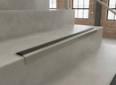 Inox brushed aluminium stair nosing 1200mm on industrial concrete staircase