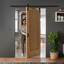 Premium Unfinished Oak Sliding Door Set with Modern Steel Track - Customizable Design for Interior Elegance
