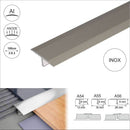 26mm T-bar floor transition strip in Inox finish - 1.0m and 2.5m lengths