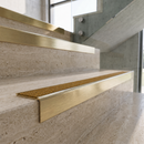 Solid Brass Stair Nosing with Carborundum Insert, Custom Lengths — Anti-Slip Infill Colour: Amber