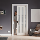 Premium White Primed Internal Pocket Door Set with 3 Light Obscure Glass Panels for Modern Interiors