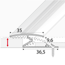 Technical diagram of aluminium Z-profile carpet threshold strip showing cross-section