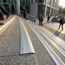 25x25mm anodised aluminium stair nosing profile for indoor use, showing metallic finish and L-shaped edge design
