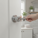 Premium Round Reeded Mortice Bathroom Knob Set with Polished Chrome Finish, Complete with Lock and Hinges