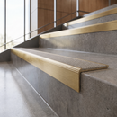 Solid Brass Stair Nosing with Carborundum Inserts, Custom Lengths — Anti-Slip Infill Colour: Portland Stone