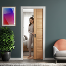 Premium Unfinished Oak 5 Panel Framed Pocket Door Set for Timeless Elegance and Space-Saving Design