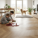 Premium Water-Resistant 8mm Laminate Flooring with Chevron Design, Durable and Scratch-Resistant for Modern Homes