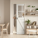 Premium White Primed Internal Barn 4 Light Clear Glass Pocket Door Set for Modern Interiors