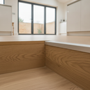 Oak NAS stair nosing fitted on oak LVT stairs in contemporary UK kitchen extension interior