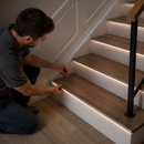 Light Up LED Aluminium Stair Nosing 2.8m, Glue or Screw Fit for Carpet & Tile Floors