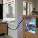 VISION RGB extension cable connecting LED strip lighting system in modern wooden stair nosing installation