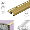 Tile-in aluminium step edging in Gold finish - 1.0m and 2.5m lengths for 10mm ceramic tiles