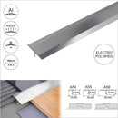 26mm T-bar floor transition strip in Electro Polished finish - 1.0m and 2.5m lengths