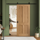 Premium Unfinished Victorian 4 Panel Flat Sliding Door with Space-Saving Design and Complete Installation Kit