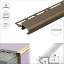 Tile-in aluminium step edging in Champagne finish - 1.0m and 2.5m lengths for 10mm ceramic tiles