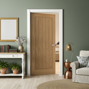 Premium Unfinished Oak Internal Door with Square Grooves - Customizable Design for Contemporary Spaces