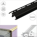 Tile-in aluminium step edging in Black finish - 1.0m and 2.5m lengths for 10mm ceramic tiles