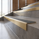 Solid Brass Stair Nosing with Carborundum Inserts, Custom Lengths — Anti-Slip Infill Colour: Speckled Graphite