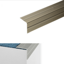 Light Gray Anodised Aluminium Self Adhesive Non Slip Ribbed Treads Stair Nosing Edge