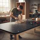 Premium Rounded Edge Laminate Worktop 3000mm x 600mm x 38mm - Black Slate Finish for Stylish Kitchens