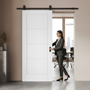 Premium White Moulded Internal Sliding Door with Unique Ladder Design and Black Top Mounted Kit for Modern Interiors
